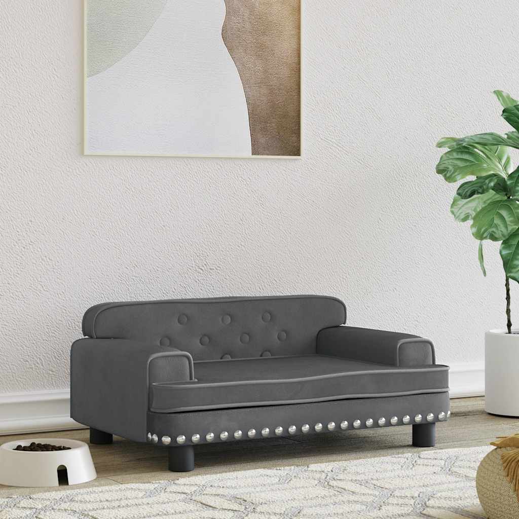 NNEVL Dog Bed Dark Grey 70x45x30 cm Velvet