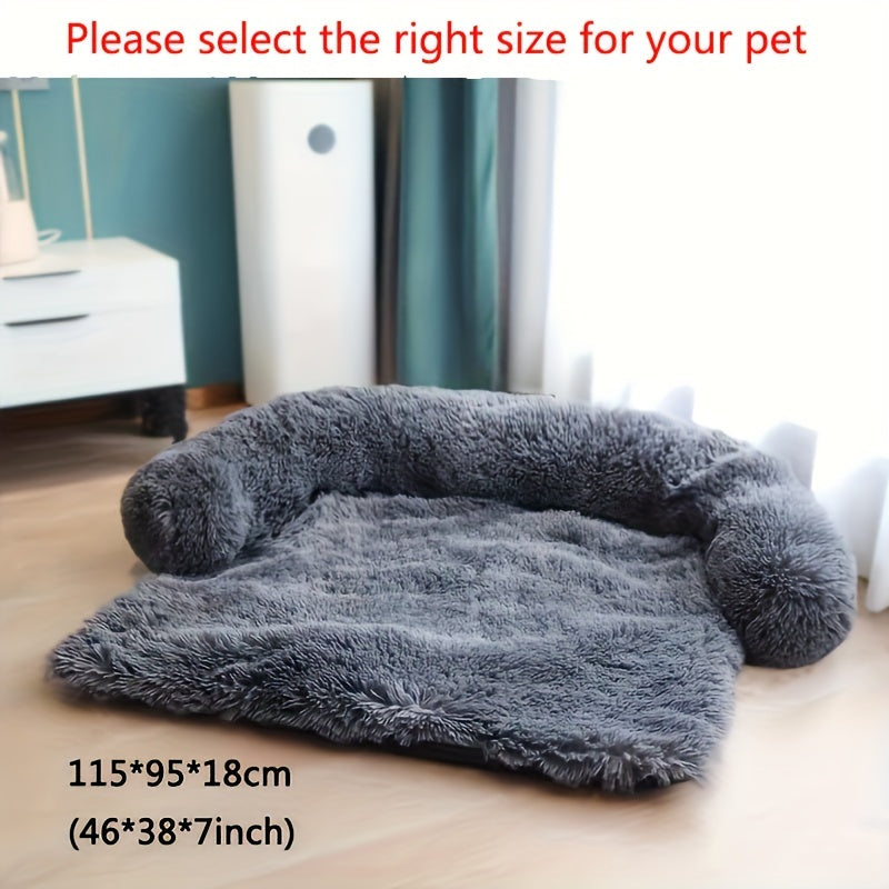 NNETM Pet Plush Sofa Bed with Neck Cushion